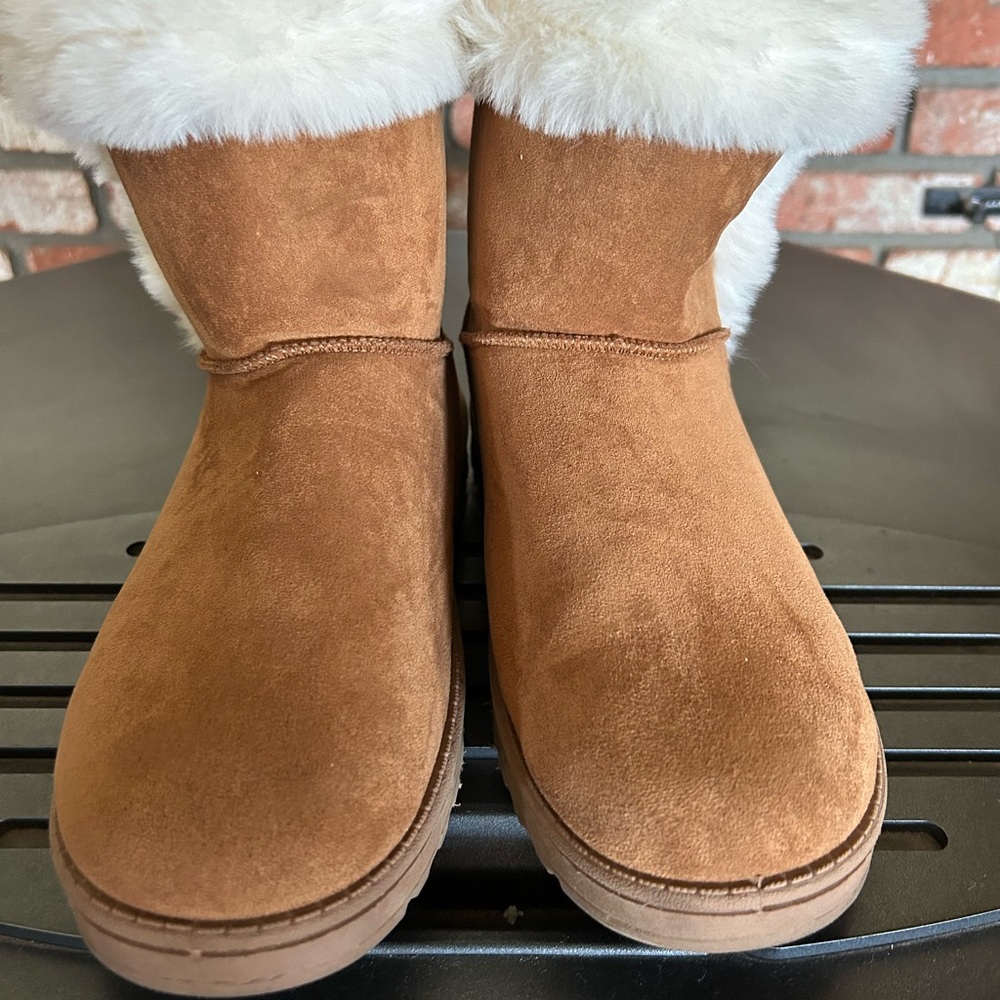 Tan Suede Boots with Faux Fur Trim SO brand. 
Worn once. - Picture 2 of 5